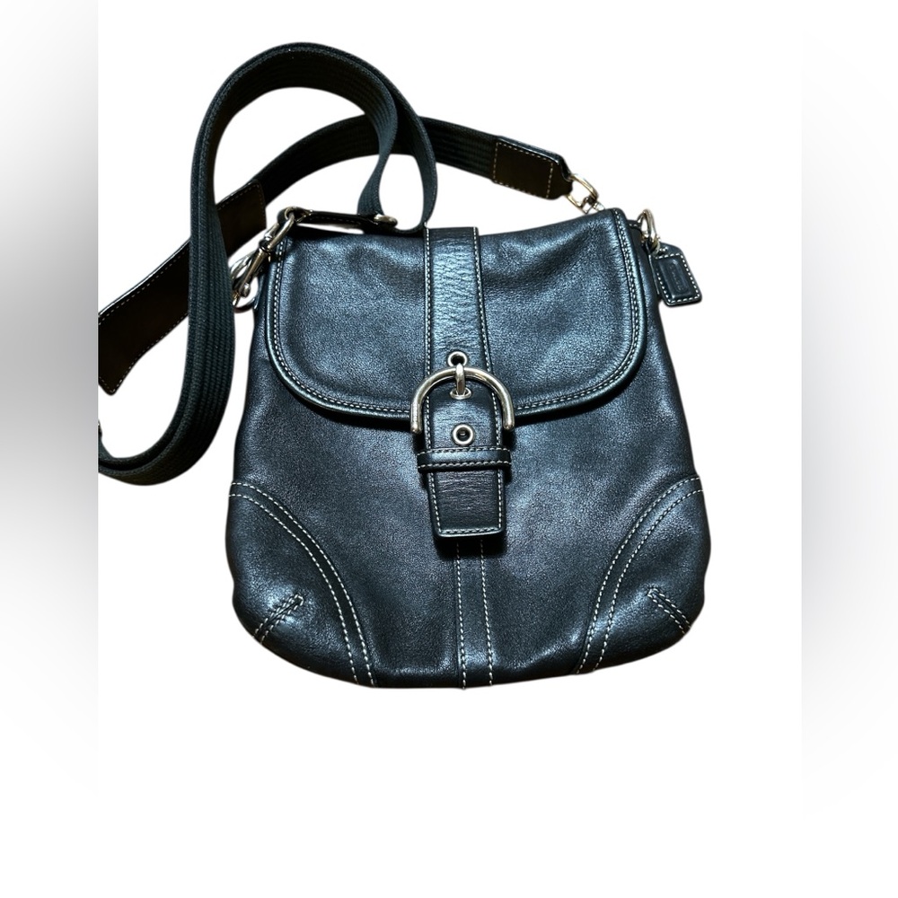 COACH vintage small Soho buckle flap black leather crossbody bag
